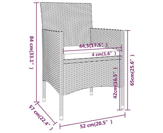 Set mobilier de grădină, 3 piese, gri, poliratan, 7 image