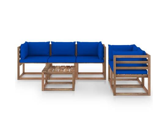 Set mobilier de grădină, 6 piese, cu perne albastre, 2 image