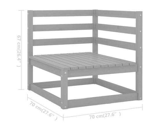 Set mobilier de grădină, 10 piese, gri, lemn masiv de pin, 8 image