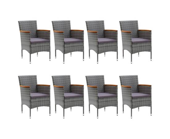 Set mobilier de grădină, 9 piese, gri, 5 image