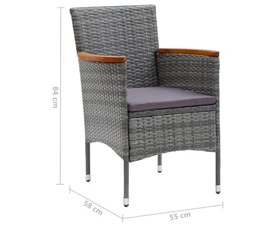 Set mobilier de grădină, 9 piese, gri, 10 image