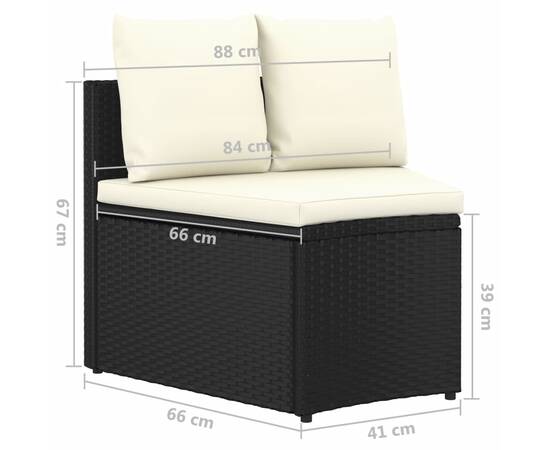 Set mobilier de grădină cu perne, 9 piese, negru, poliratan, 11 image