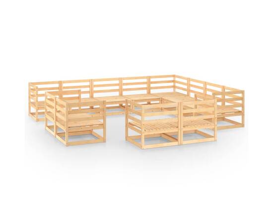 Set mobilier de grădină, 12 piese, lemn masiv de pin, 2 image