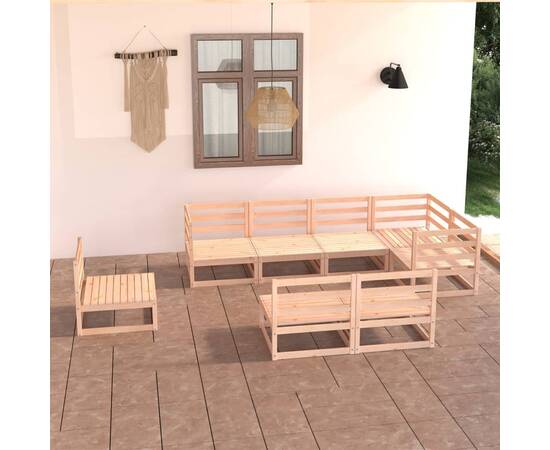 Set mobilier de grădină, 8 piese, lemn masiv de pin