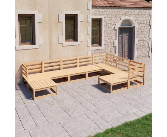 Set mobilier de grădină, 9 piese, lemn masiv de pin