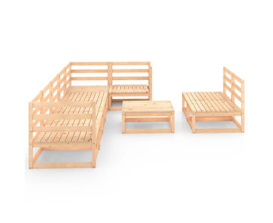 Set mobilier de grădină, 9 piese, lemn masiv de pin, 3 image