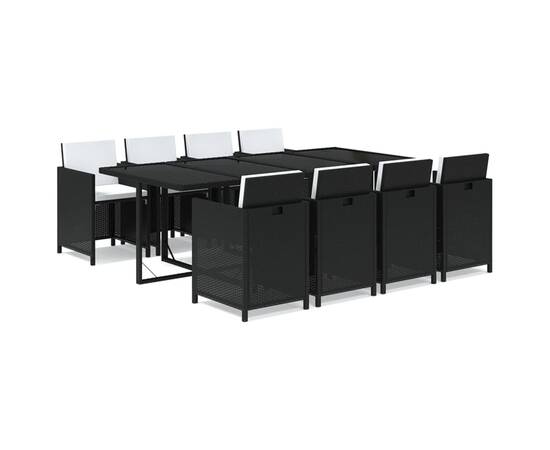 Set mobilier de grădină cu perne, 9 piese, negru, poliratan, 2 image