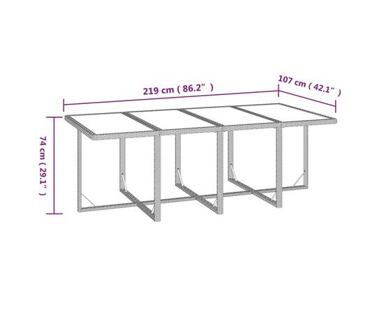 Set mobilier de grădină cu perne, 9 piese, negru, poliratan, 9 image