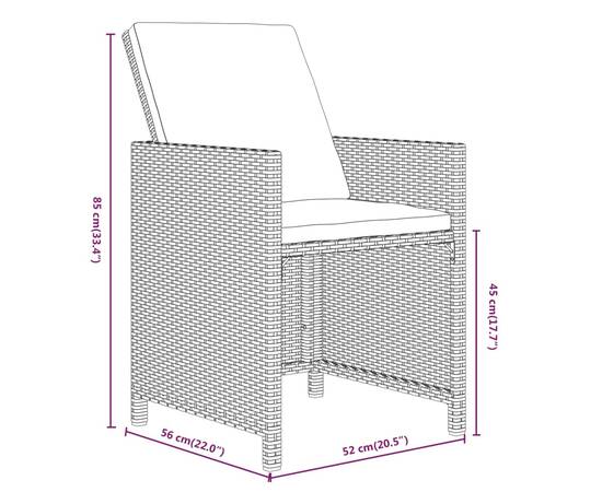 Set mobilier de grădină cu perne, 9 piese, negru, poliratan, 8 image