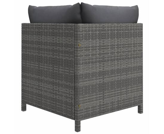 Set mobilier de grădină cu perne, 7 piese, gri, poliratan, 5 image