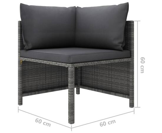 Set mobilier de grădină cu perne, 7 piese, gri, poliratan, 10 image