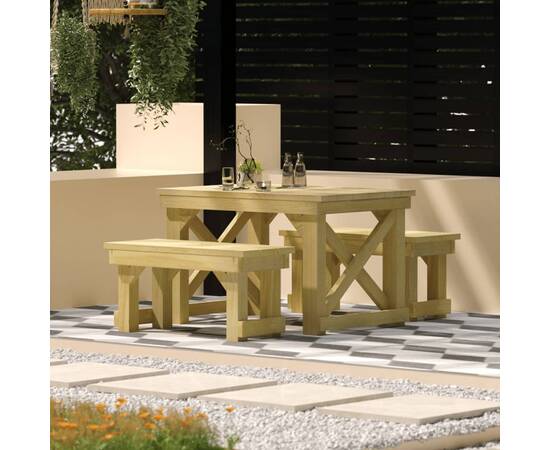 Set mobilier de exterior, 3 piese, lemn de pin tratat