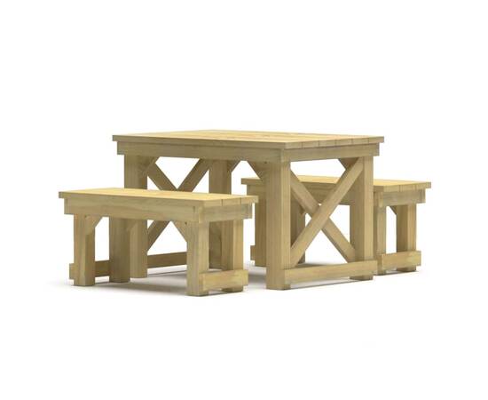 Set mobilier de exterior, 3 piese, lemn de pin tratat, 2 image