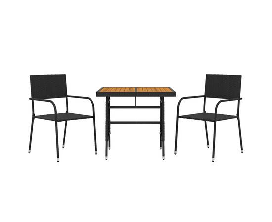 Set mobilier de exterior, 3 piese, negru, poliratan, 3 image