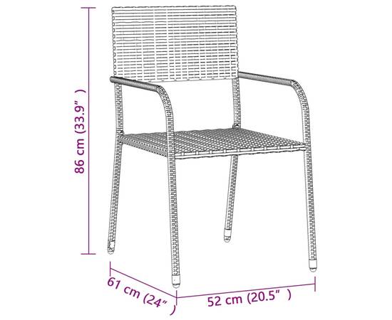 Set mobilier de exterior, 3 piese, negru, poliratan, 8 image