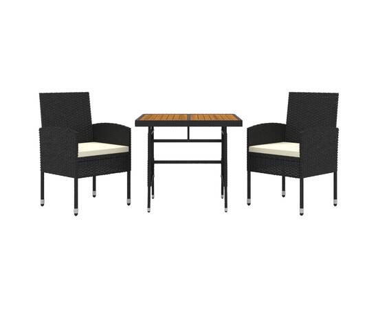 Set mobilier de exterior, 3 piese, negru, poliratan, 3 image