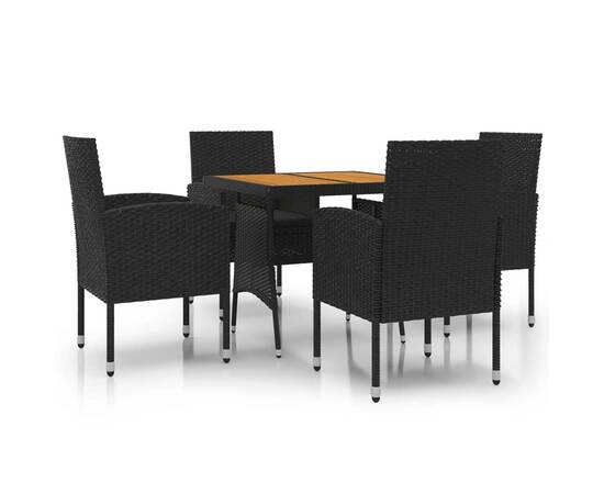 Set mobilier de exterior, 5 piese, negru, poliratan, 2 image