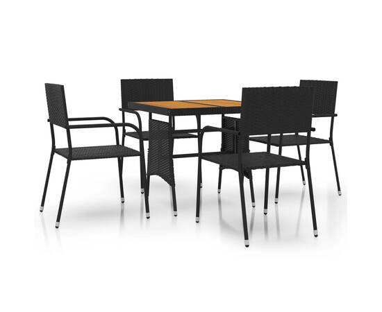 Set mobilier de exterior, 5 piese, negru, poliratan, 2 image