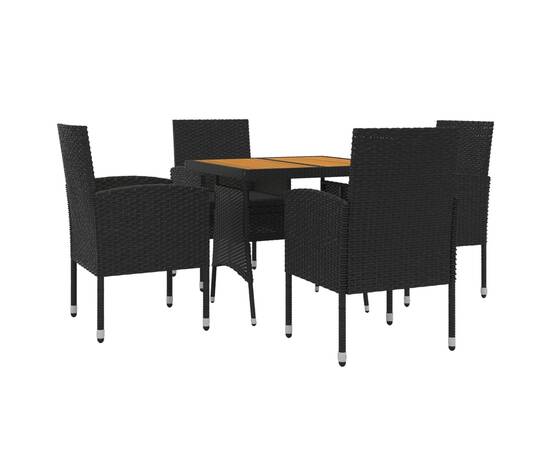 Set mobilier de exterior, 5 piese, negru, poliratan, 3 image