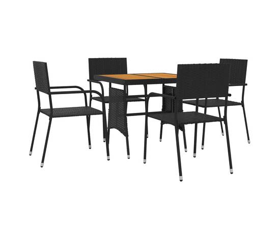 Set mobilier de exterior, 5 piese, negru, poliratan, 3 image