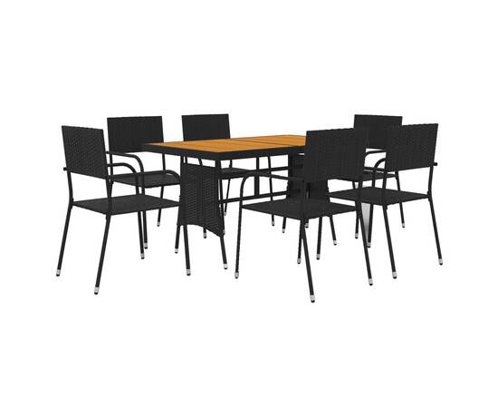 Set mobilier de exterior, 7 piese, negru, poliratan, 3 image