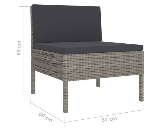 Set mobilier de grădină cu perne, 10 piese, gri, poliratan, 7 image