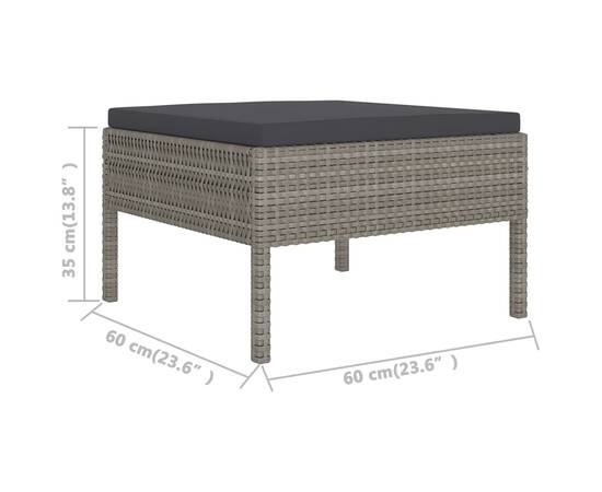 Set mobilier de grădină cu perne, 8 piese, gri, poliratan, 6 image