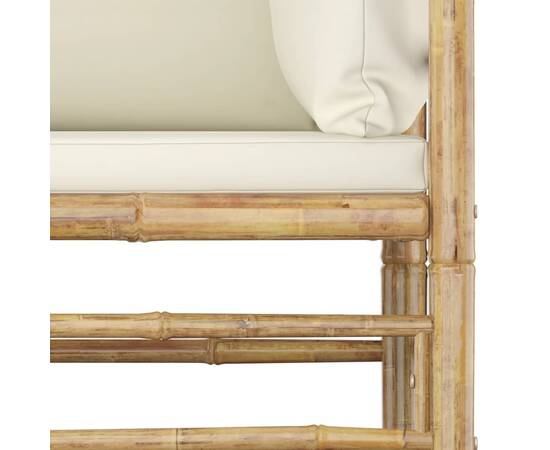 Set mobilier de grădină cu perne alb crem, 7 piese, bambus, 4 image