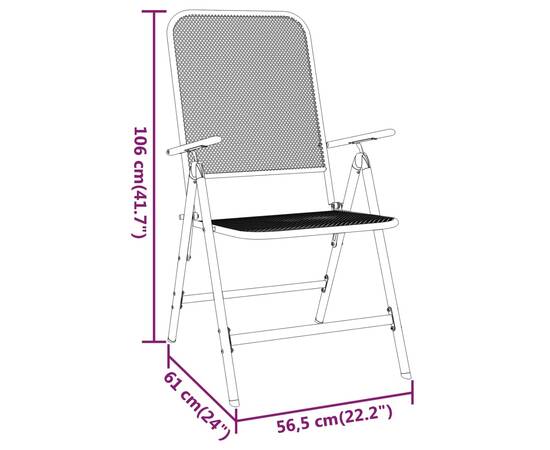 Set mobilier grădină 3 piese antracit plasă metalică expandată, 11 image