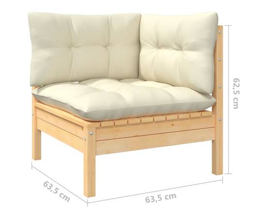 Set mobilier grădină cu perne crem, 12 piese, lemn de pin, 7 image