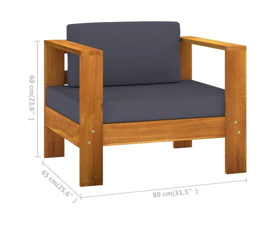 Set mobilier grădină perne gri închis, 10 piese, lemn acacia, 10 image