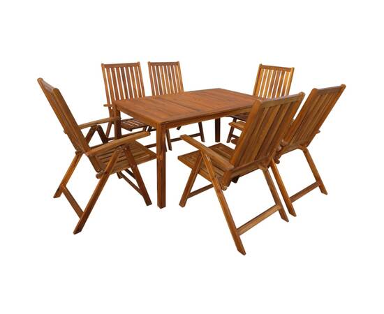 Set mobilier de exterior, 7 piese, lemn masiv de acacia