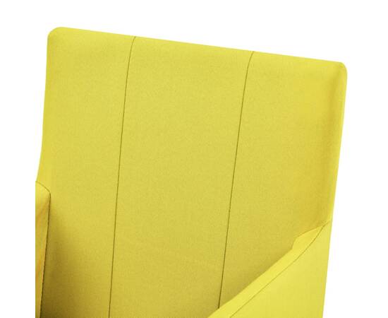 Scaune de bucătărie cu brațe, 4 buc., galben, material textil, 6 image