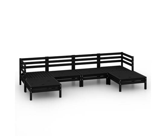 Set mobilier de grădină, 6 piese, negru, lemn masiv de pin, 2 image