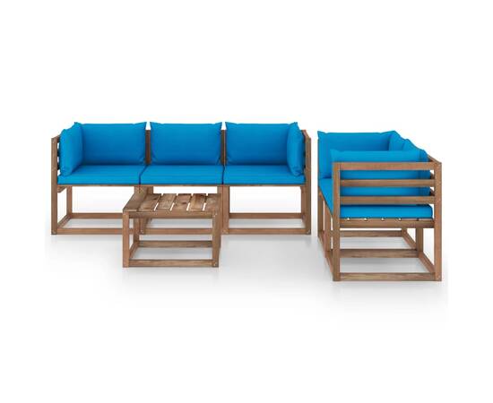 Set mobilier de grădină, 6 piese, cu perne albastru deschis, 2 image