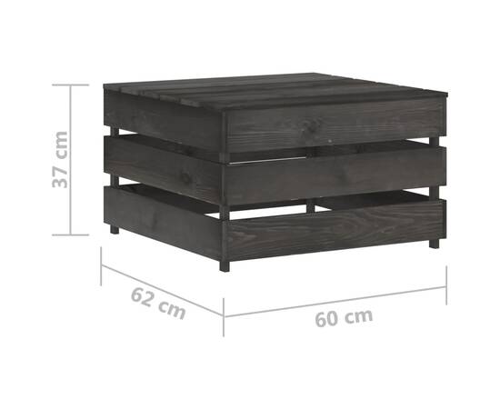 Set mobilier grădină cu perne, 9 piese, gri, lemn tratat, 10 image