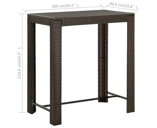 Set mobilier bar de grădină cu perne, 7 piese, maro, poliratan, 11 image