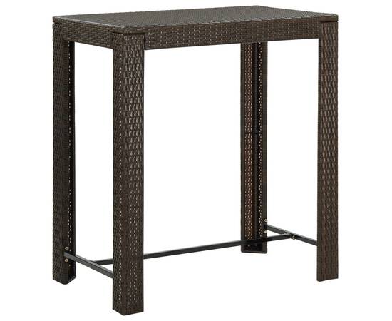 Set mobilier bar de grădină cu perne, 7 piese, maro, poliratan, 8 image