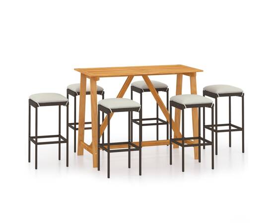Set mobilier de bar de gradină cu perne , 7 piese , maro, 2 image