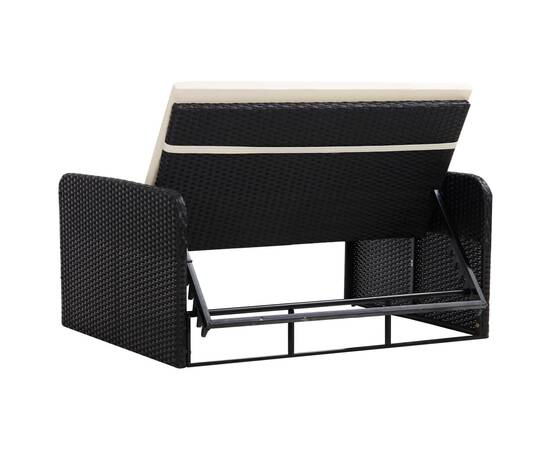 Set mobilier de grădină cu perne, 2 piese, negru, poliratan, 6 image