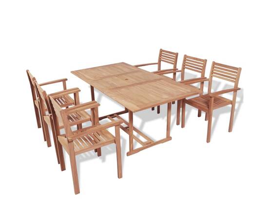 Set mobilier de exterior, 7 piese, lemn masiv de tec