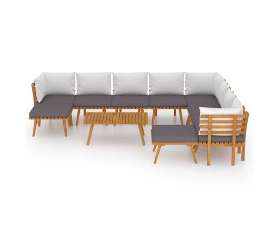 Set mobilier de grădină cu perne, 11 piese, lemn masiv acacia, 3 image