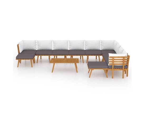 Set mobilier de grădină cu perne, 12 piese, lemn masiv acacia, 3 image