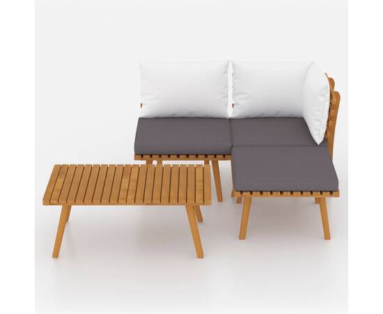 Set mobilier de grădină cu perne, 4 piese, lemn masiv acacia, 3 image
