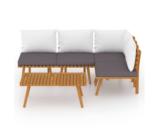 Set mobilier de grădină cu perne, 5 piese, lemn masiv acacia, 3 image