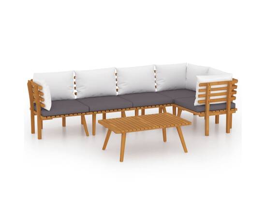 Set mobilier de grădină cu perne, 6 piese, lemn masiv acacia, 2 image