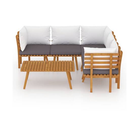 Set mobilier de grădină cu perne, 6 piese, lemn masiv acacia, 3 image