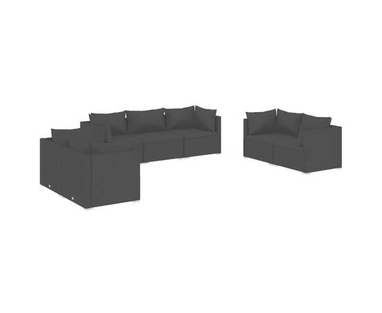 Set mobilier de grădină cu perne, 7 piese, negru, poliratan, 2 image