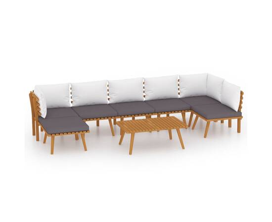 Set mobilier de grădină cu perne, 8 piese, lemn masiv acacia, 2 image