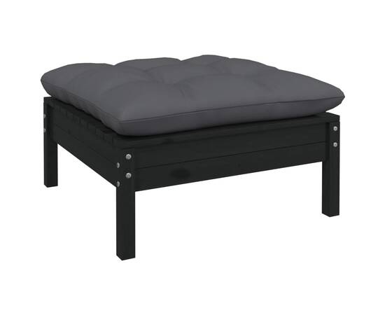 Set mobilier grădină cu perne, 8 piese, negru, lemn masiv pin, 5 image